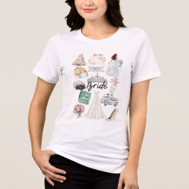 BRUD med mjuka akvarellbröllopsbilder Tiara T Shirt