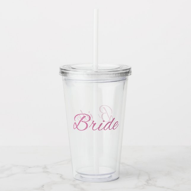 Brud med rosa glitterbröllop take away mugg (Framsida)