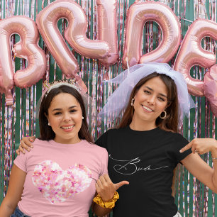 Brud Modern Elegant Skript Typografi Bröllop T Shirt