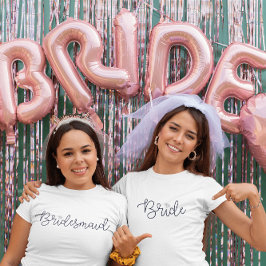 Brud Modern Skrift Diamant Sängkammarparty T Shirt