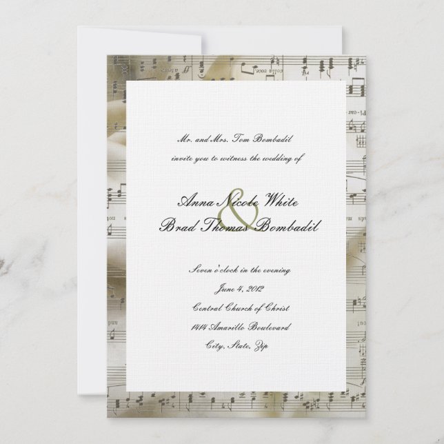 Brud- musikbröllopinbjudan inbjudningar (Framsida)