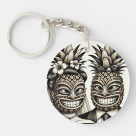 Brud och brudgum Aloha Ananas Tiki Huvud Bröllop