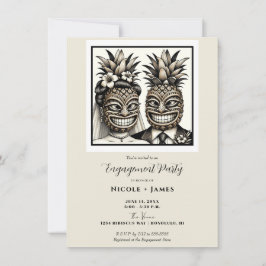 Brud och brudgum Aloha Pineapple Tiki Förlovning  Inbjudningar