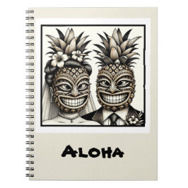 Brud och brudgum Aloha Pineapple Tiki Head Bröllop Anteckningsbok