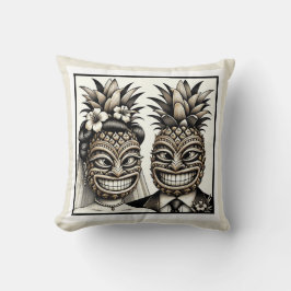 Brud och brudgum Aloha Pineapple Tiki Head Bröllop Kudde