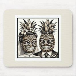 Brud och brudgum Aloha Pineapple Tiki Head Bröllop Musmatta