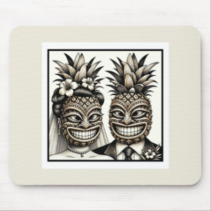 Brud och brudgum Aloha Pineapple Tiki Head Bröllop Musmatta