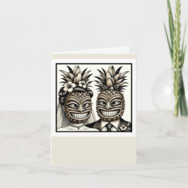 Brud och brudgum Aloha Pineapple Tiki Head Bröllop Tack Kort