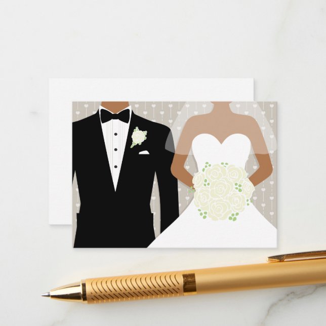 Brud och brudgum bröllop vita rosor info tilläggskort (Fram/Back In Situ)