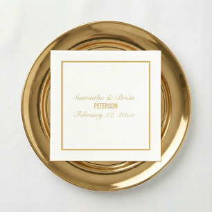 Brud och brudgum elegant guld bröllopsservett pappersservett