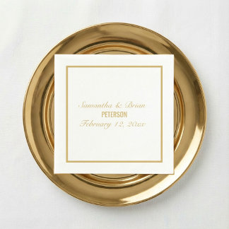 Brud och brudgum elegant guld bröllopsservett pappersservett