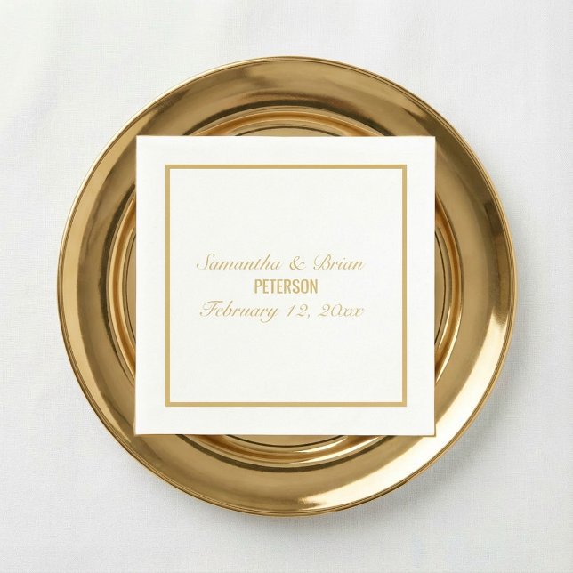 Brud och brudgum elegant guld bröllopsservett pappersservett (Skapare uppladdad)