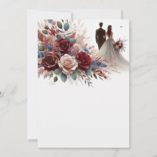 Brud och brudgum Elegant tom floral bröllop Inbjudningar