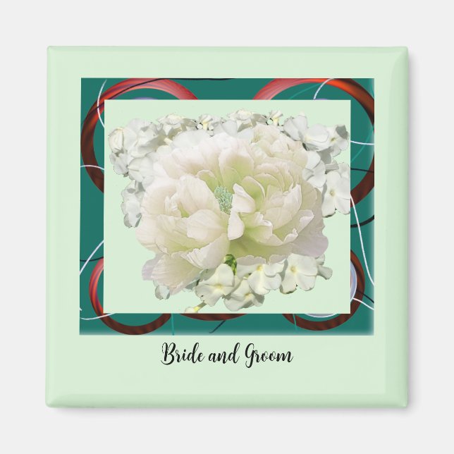 Brud och brudgum floral bröllopsmagnet magnet (Framsidan)
