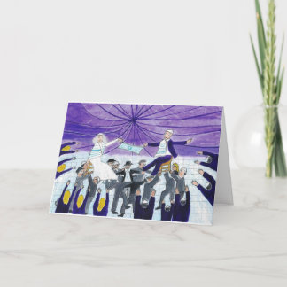 Brud och brudgum för judiskt bröllop lyftande kort