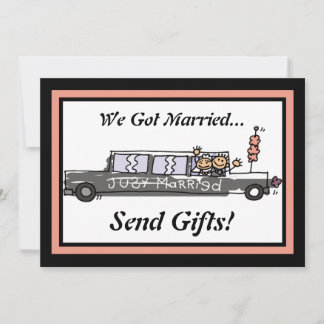 Brud och brudgum limousine elopement / mottagning inbjudningar