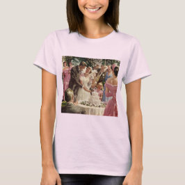 Brud och brudgum på vintagebröllop skär bröllopstå tee shirt