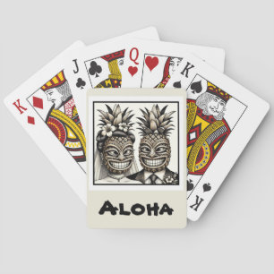 Brud och brudgum Pineapple Tiki Head Bröllopsfavor Casinokort