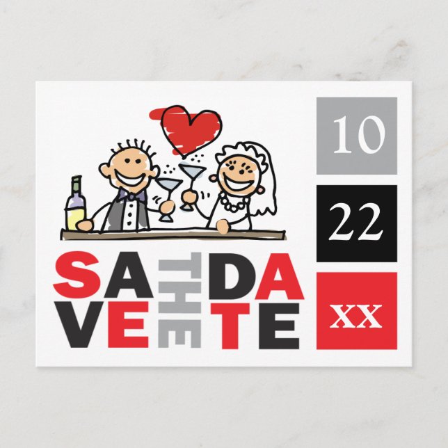 Brud Och Brudgum Spara Datum Postkort Meddelande Vykort (Framsida)