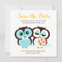 Brud och brudgum Ugglor Bröllop Spara datum