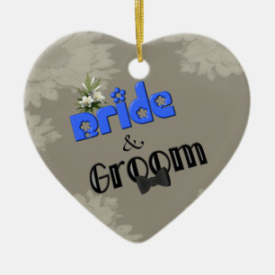 Brud- och brudgumbröllopprydnad julgransprydnad keramik