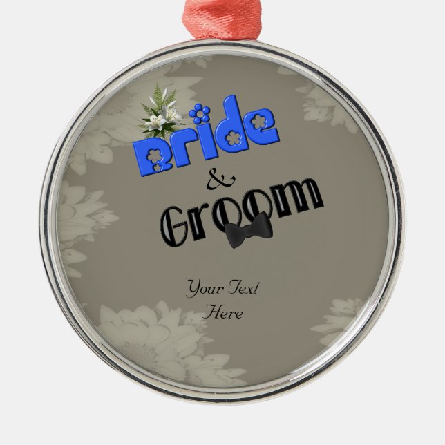 Brud- och brudgumelegant bröllopprydnad julgransprydnad metall (Framsidan)