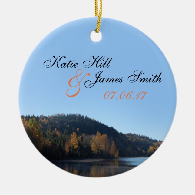 Brud- och brudgumjulprydnad julgransprydnad keramik (Framsidan)