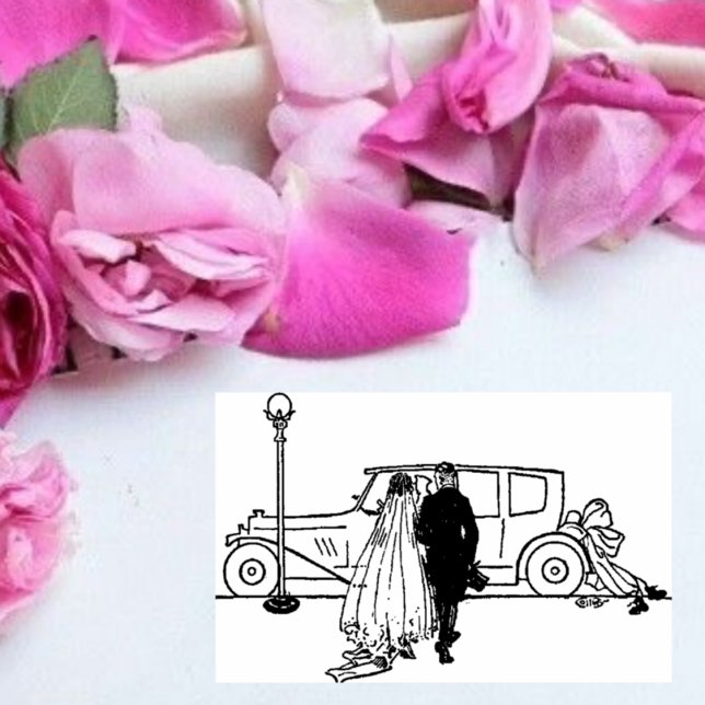 brud och brudgumme från 1920-talet självfärgande stämpel (Skapare uppladdad)