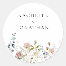 Brud och brudgumme vildblomma kuvertstämpel runt klistermärke