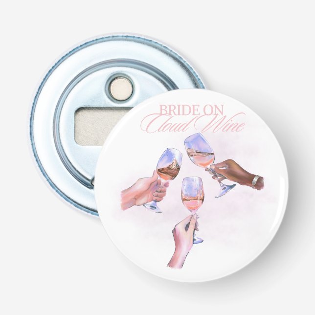 Brud på molnvin | Rollig bröllopsfestdesign Flasköppnare (Framsidan)
