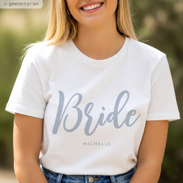 Brud Personligt Namn Dammigt Blått T Shirt
