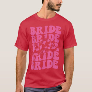 Brud Retro Groovy Rodeo Cowgirl Sällskapsfest Del T Shirt