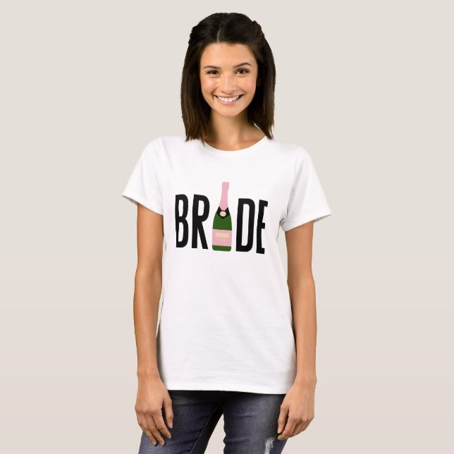 Brud Rosa Champagne Möhipparty T-Shirt (Hel framsida)