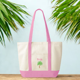 Brud Rosa Palmträd Bröllopsresa Preppy Tygkasse