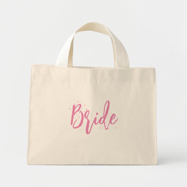 Brud Rosa Rolig Kul Kalligrafi Skrift Enkel  Mini Tygkasse (Framsidan)