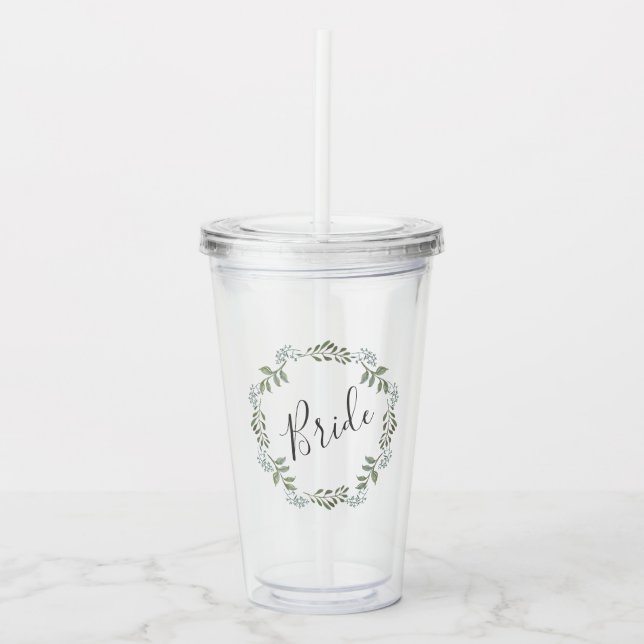 Brud Sage Greenery Botanisk Krans Bröllop Take Away Mugg (Framsida)