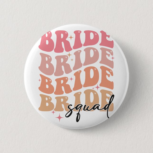 Brud Sällskap Groovy Tema Bröllopsdusch Bacheloret Knapp (Framsida)