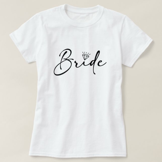 Brud Script Bröllops Diamant  T Shirt (Design framsida)