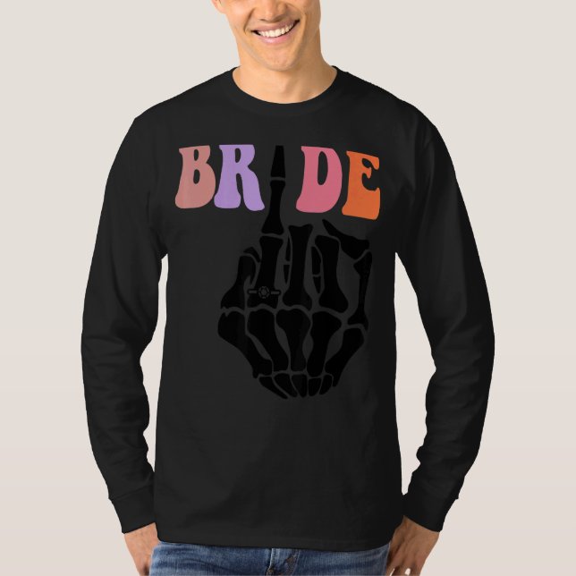 Brud Skelett Hand Retro Halloween Henparty P T Shirt (Framsida)