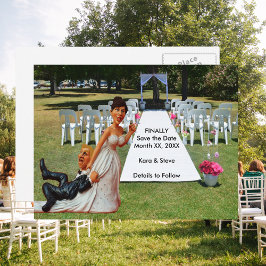 Brud som drar brudgummefiguriner Brun & Blond Meddelande Vykort