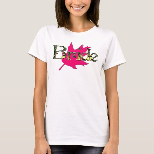 Brud som jagar Camo den rosa OakBachelorette Tee (Framsida)
