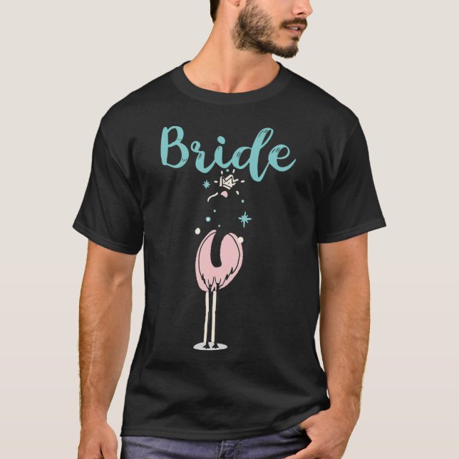 Brud - Söt Flamingo Sällskapslek Bröllopsfest Vi T Shirt (Framsida)