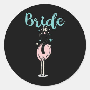 Brud - Söt Flamingo Sällskapsresa Bröllopsfest Vi Runt Klistermärke