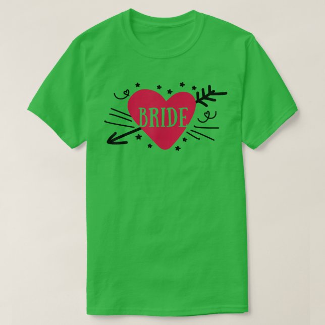 Brud Söt Pil Hjärtan Bröllopsfest Och Sjunger T Shirt (Design framsida)