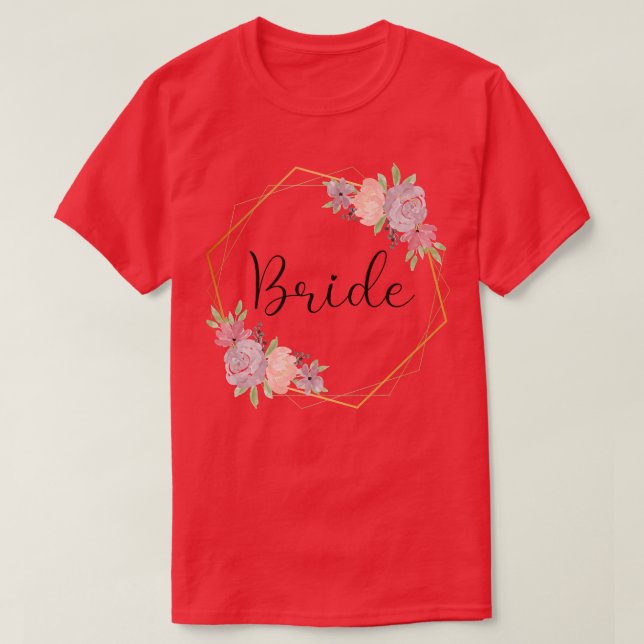 Brud Speningsfest Blommor Målade Brud  T Shirt (Design framsida)