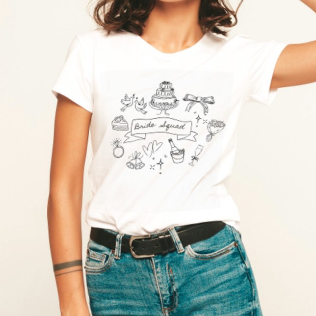 Brud-Squad Bröllopsfest Teckning T-Shirt (Skapare uppladdad)