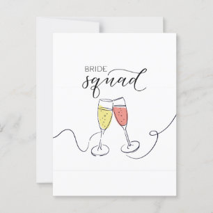 Brud-Squad Champagne-Skål vykort