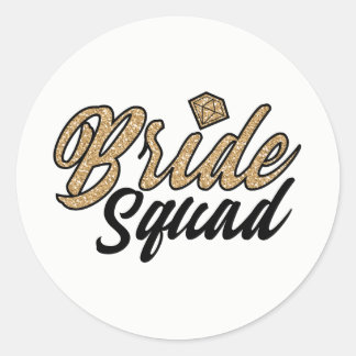 Brud-Squad Party-klistermärken-Guld & Svart Runt Klistermärke
