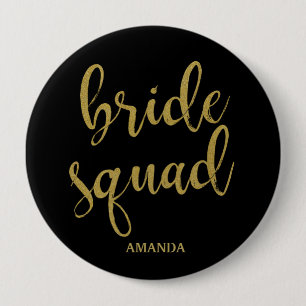 Brud-Squad Stilig Kalligrafi Guldglitter Knapp