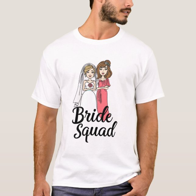 Brud-Squad - Tecknad Bröllod T-Shirt (Framsida)